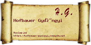 Hofbauer Gyöngyi névjegykártya