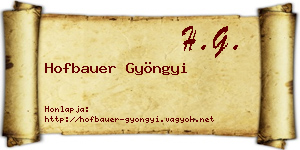 Hofbauer Gyöngyi névjegykártya