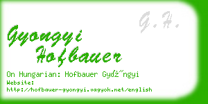 gyongyi hofbauer business card